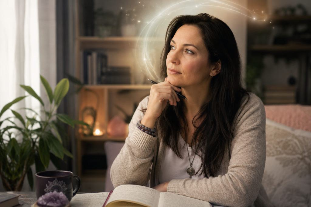 Woman experiencing claircognizance or the psychic gift of clear knowing