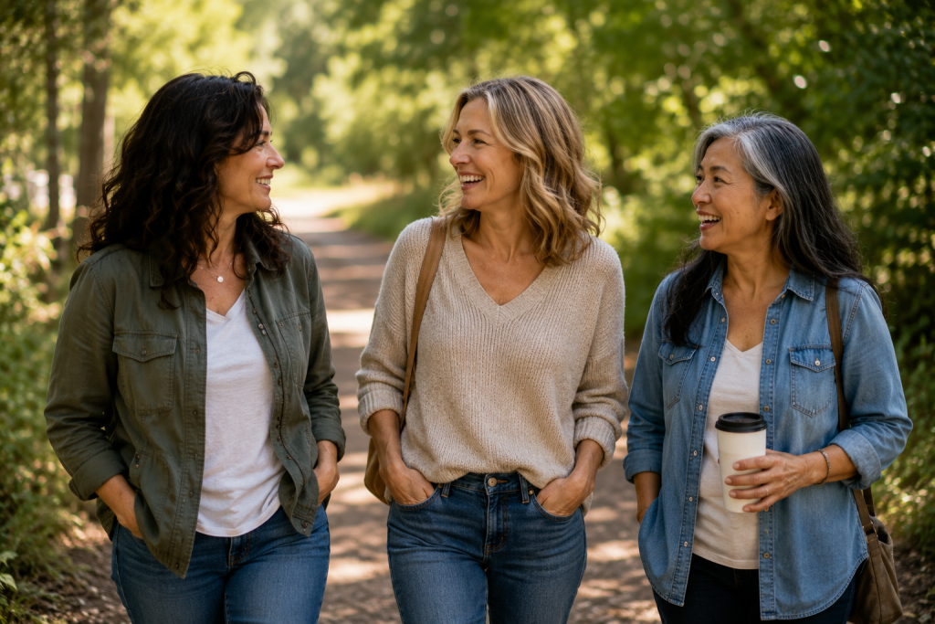 Supportive friends creating space for honesty and personal growth